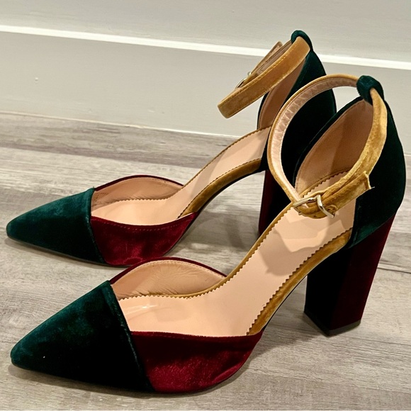 J. Crew Multicolor Colorblock Pointed Toe Block Heel Pump Comfortable Size 7 - Picture 3 of 8